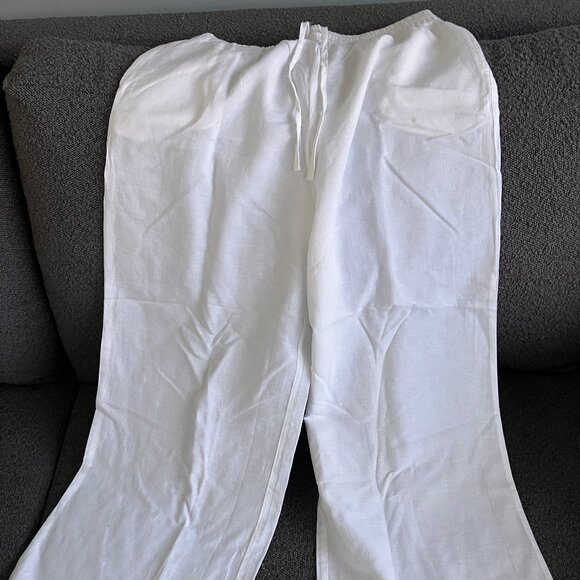 Victoria Secret-White Linen Lounge/Beach Pant-M - Picture 1 of 4